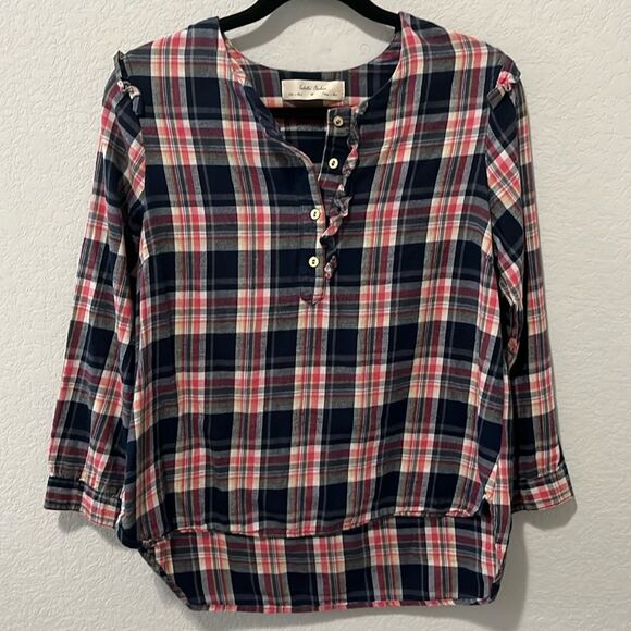 Anthropologie Tops - ANTHROPOLOGIE Isabella Sinclair Abilene Plaid Flannel Half Button Up, Size M